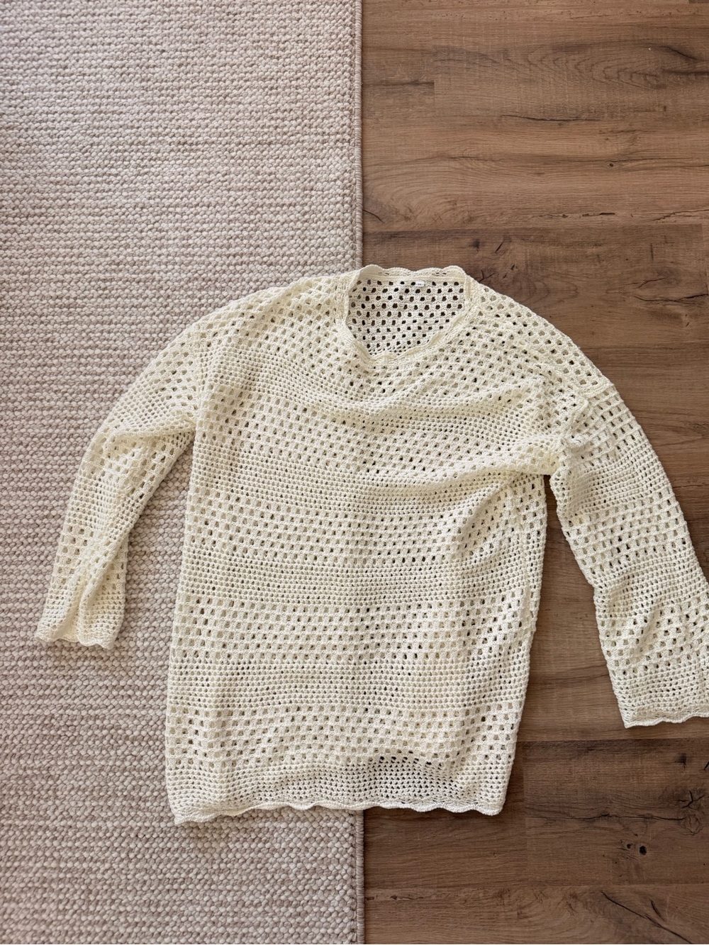 Light Cream Crochet Open Knit Women's Swim Cover Up